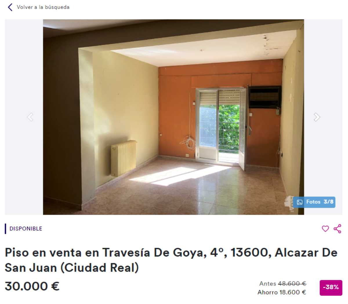 Piso en venta en Alcázar de San Juan por un precio de 30.000 euros