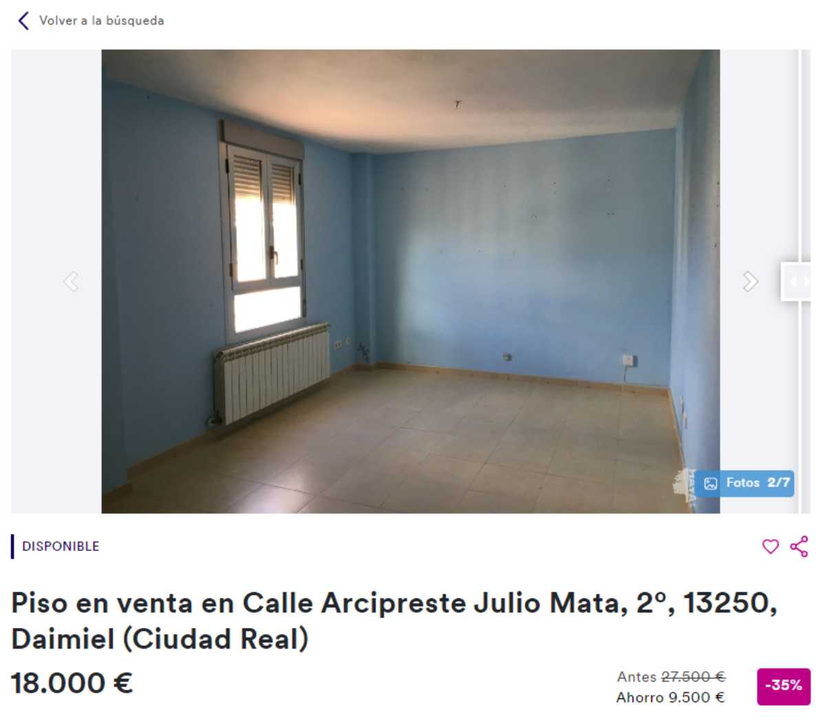 Piso en venta en Daimiel por un precio de 18.000 euros