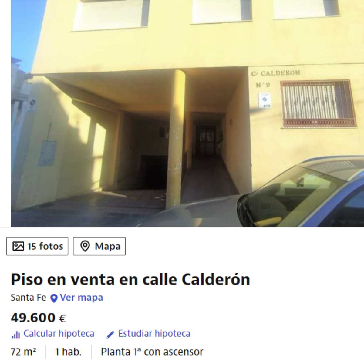 Piso en venta en Santa Fe (Granada) por un precio de 49.600 euros