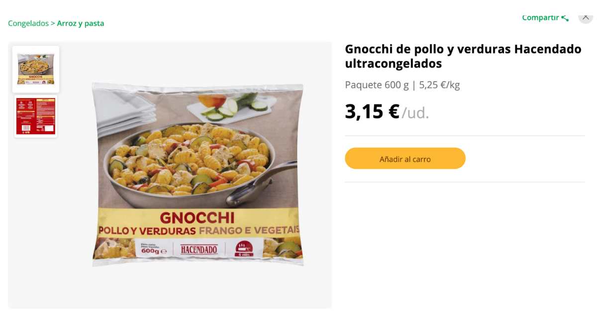 Ñoquis de pollo mercadona 