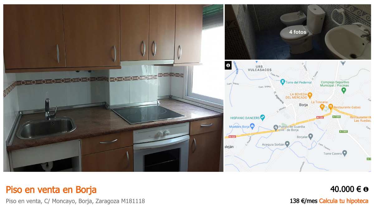 Piso en venta en Borja (Zaragoza) por un precio de 40.000 euros