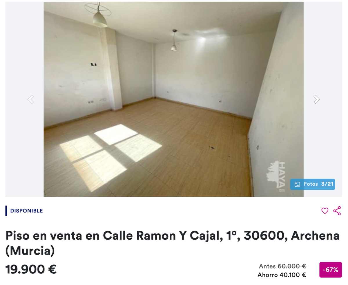 Piso en venta en Archena (Murcia) por un precio de 19.900 euros