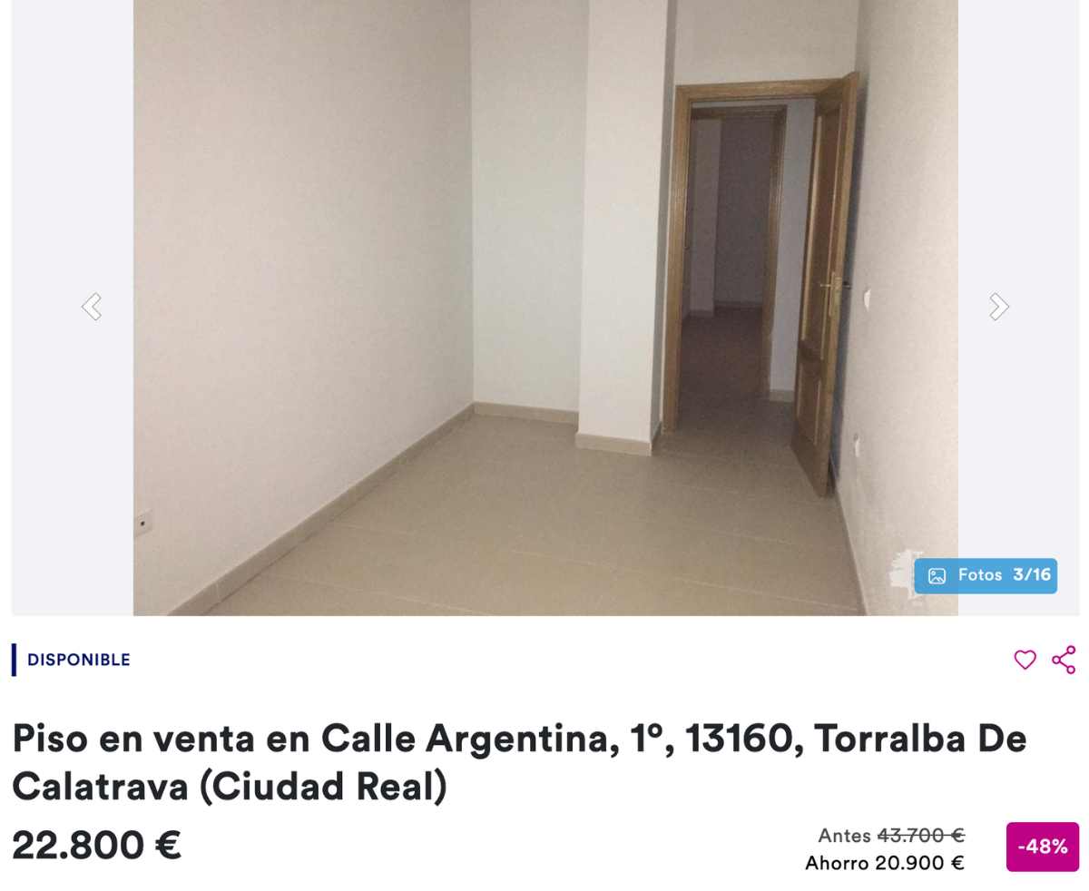 Piso en venta en Torralba de Calatrava (Ciudad Real) por un precio de 22.800 euros