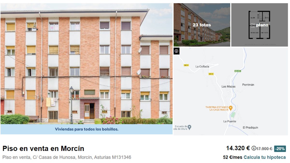 Piso en venta en Morcín por un precio de 14.320 euros