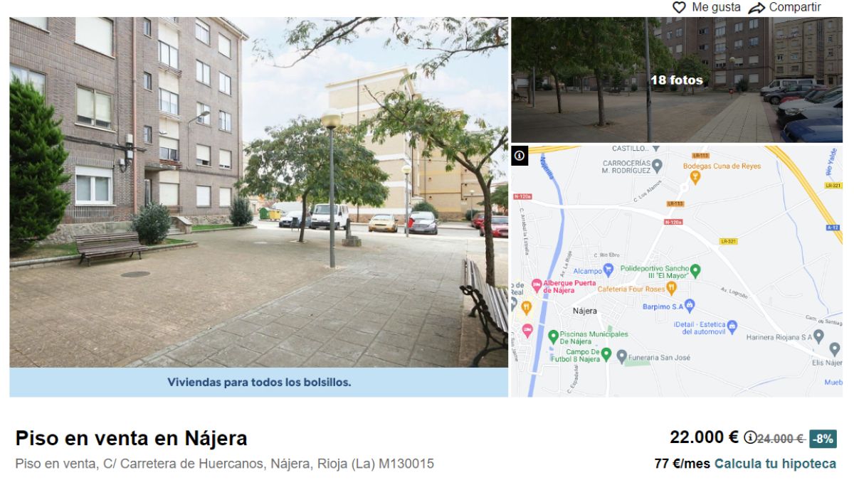 Piso en venta en Nájera por un precio de 22.000 euros 
