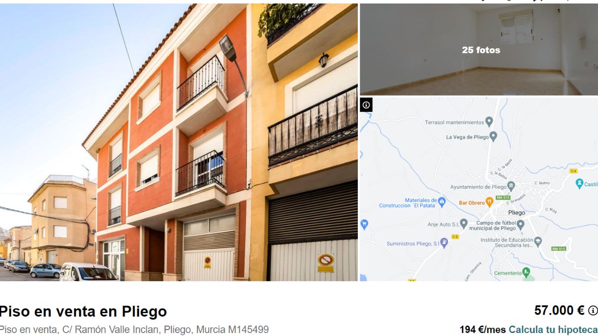 Piso en venta en Pliego por un precio de 57.000 euros 