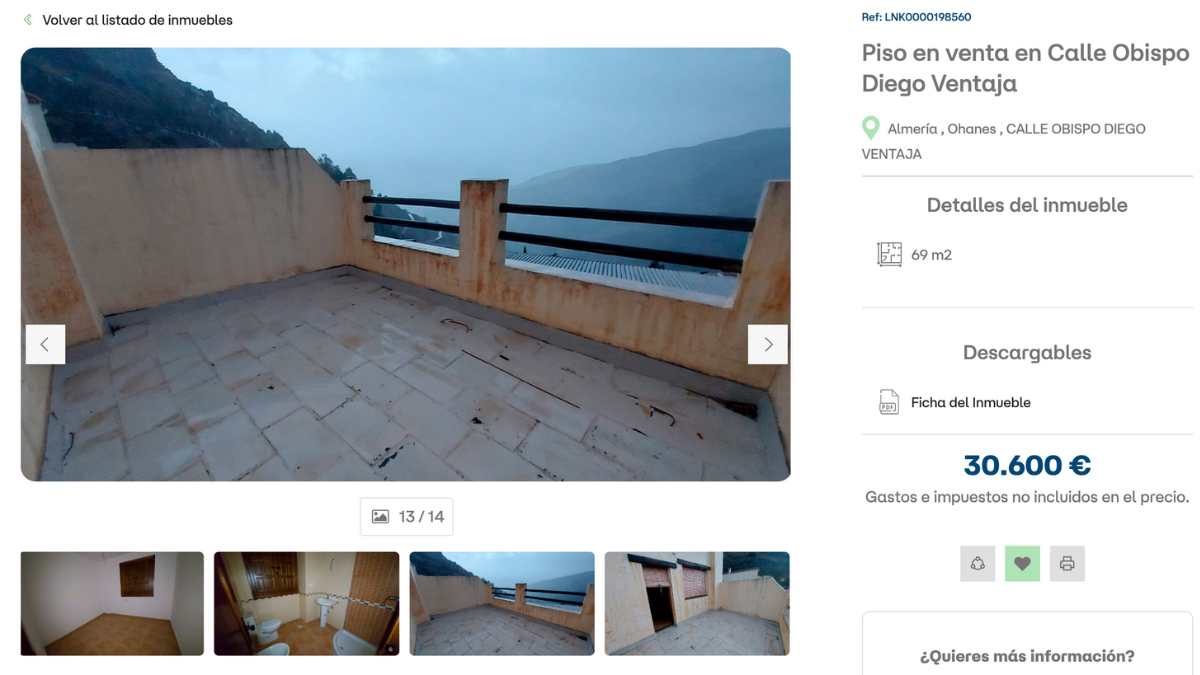 Piso en venta en Ohanes por un precio de 30.600 euros 