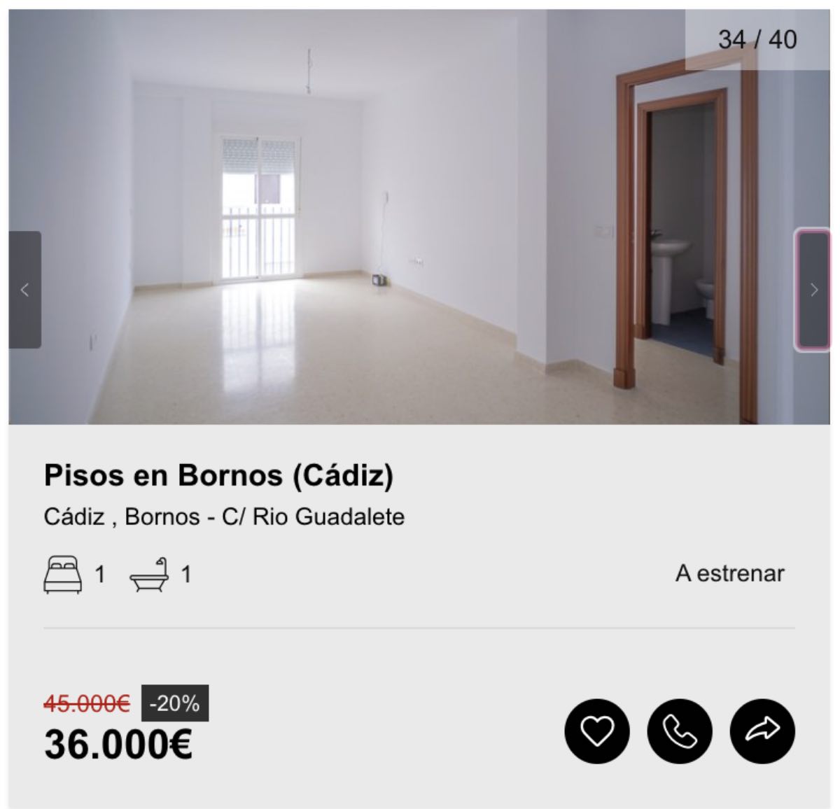 Piso en venta en Bornos (Cádiz) por un precio de 36.000 euros