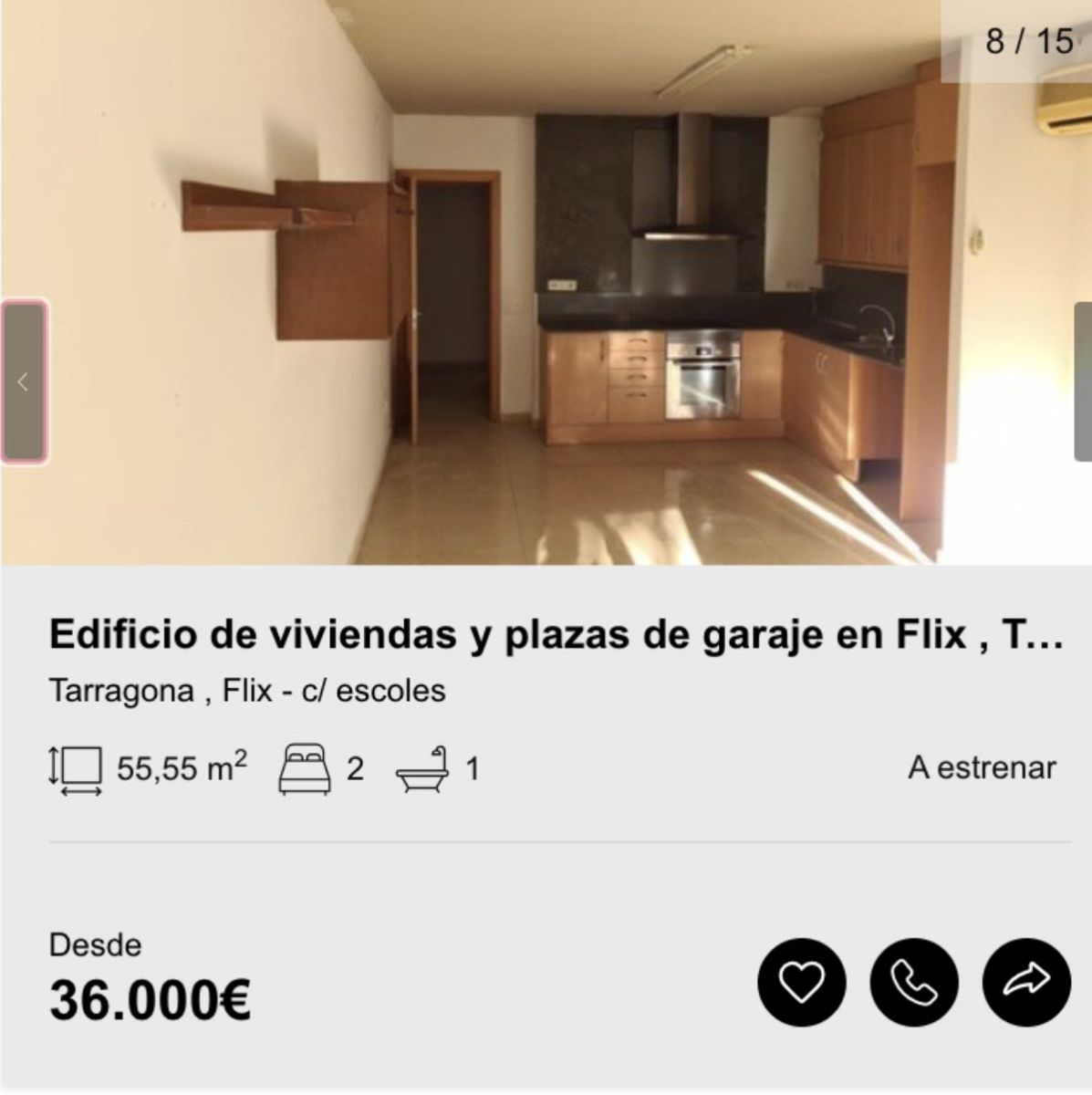 Piso en venta en Flix (Tarragona) por un precio de 36.000 euros