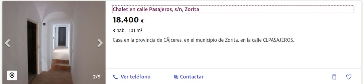 Casa en venta por un precio de 18.400 euros 