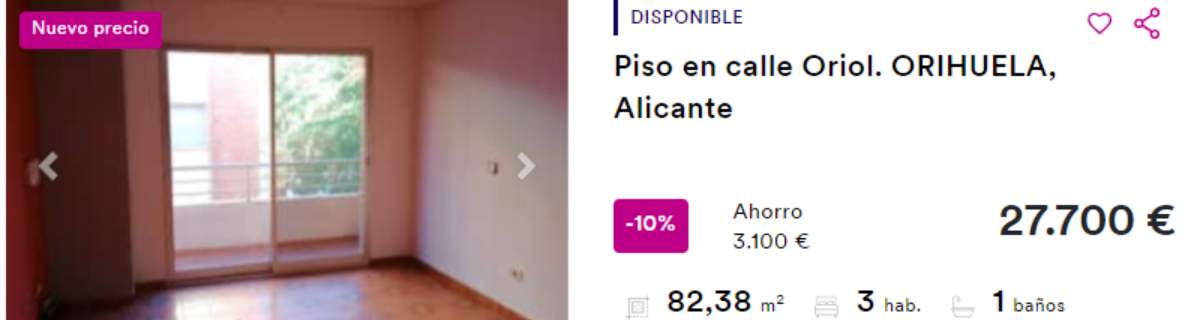 Piso en venta BBVA por 27.700 euros
