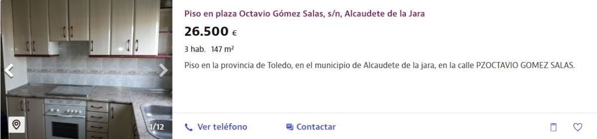 Piso en venta por un precio de 26.500 euros