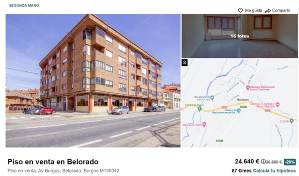 Piso en venta en Belorado por 24.640 euros 