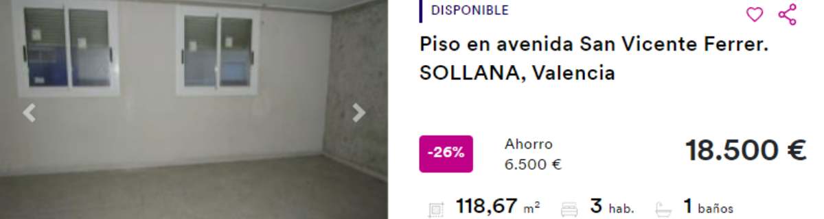 Piso en venta en Sollana (Valencia) por un precio de 18.500 euros