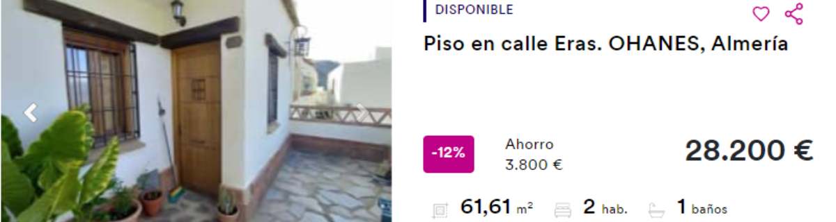 Piso en venta en Ohanes (Almería) por un precio de 28.200 euros