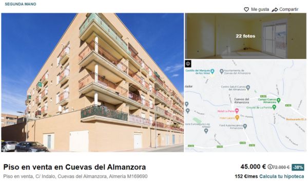 Piso en venta en Cuevas del Almanzora por 45.000 euros 