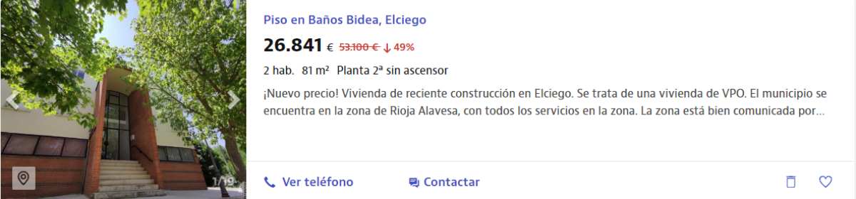 Piso en venta de Elciego por un precio de 26.841 euros