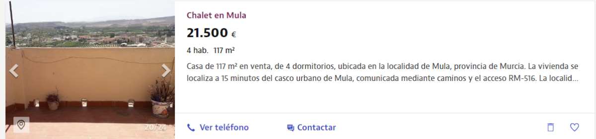 Casa en venta en Mula por un precio de 21.500 euros 