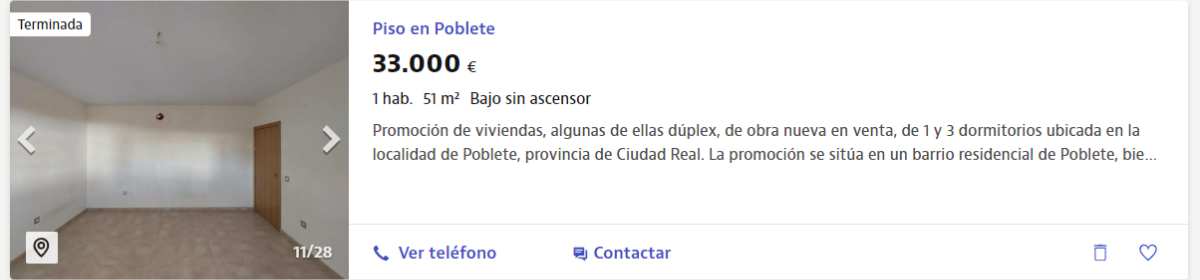 Promoción de viviendas en venta en Poblete por 33.000 euros 