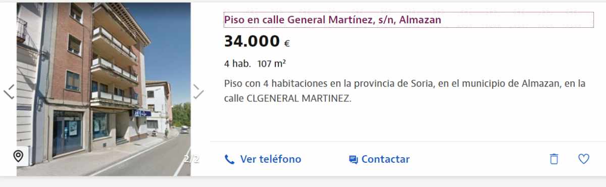 Piso en venta en Almazán por un precio de 34.000 euros 