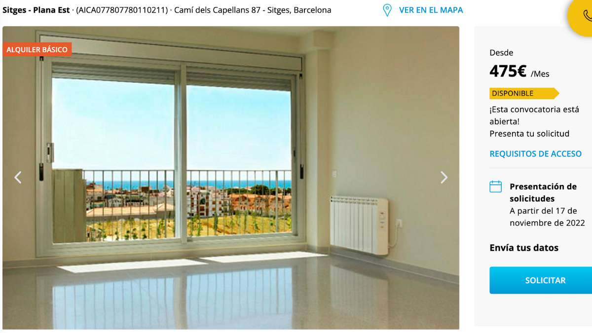 Piso de alquiler en Sitges por un precio de 475 euros