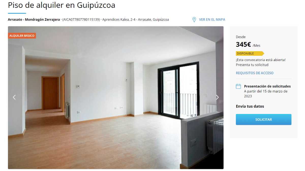 Piso de alquiler en Arrasate, Guipúzcoa, por 345 euros al mes
