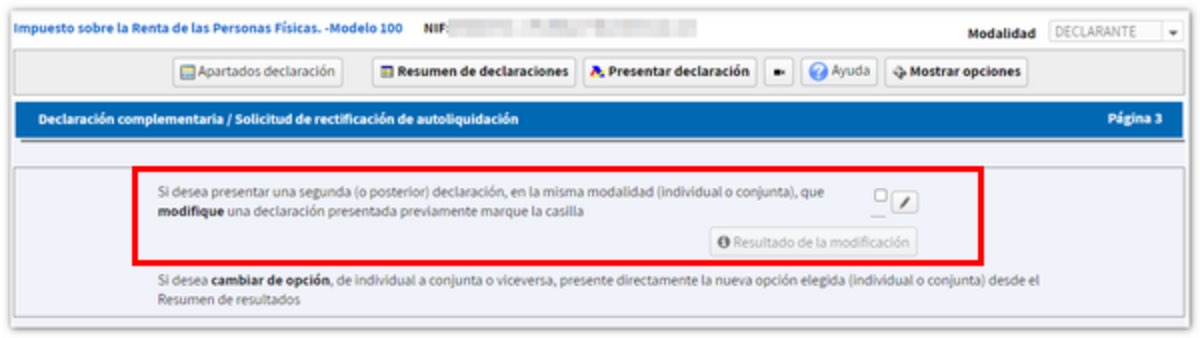 Elegir casilla modalidad