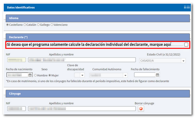 Presentar la Renta de forma individual