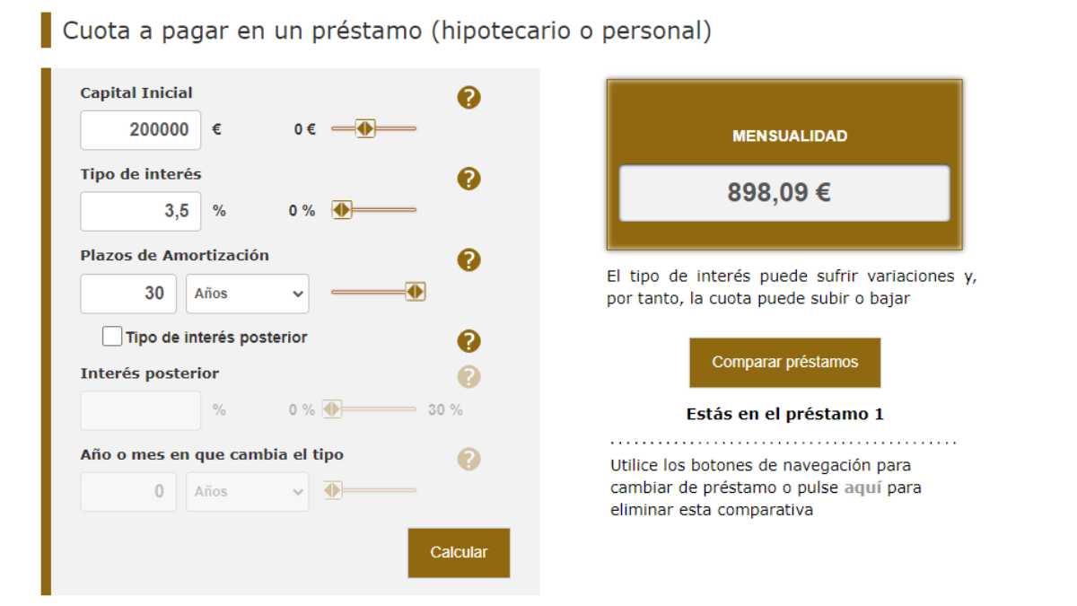 Calculo cuota fija Banco de España