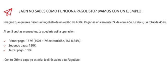 Ejemplo 'Pagolisto' Santander