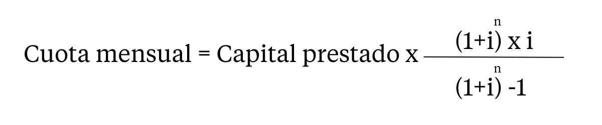 Fórmula préstamos francés