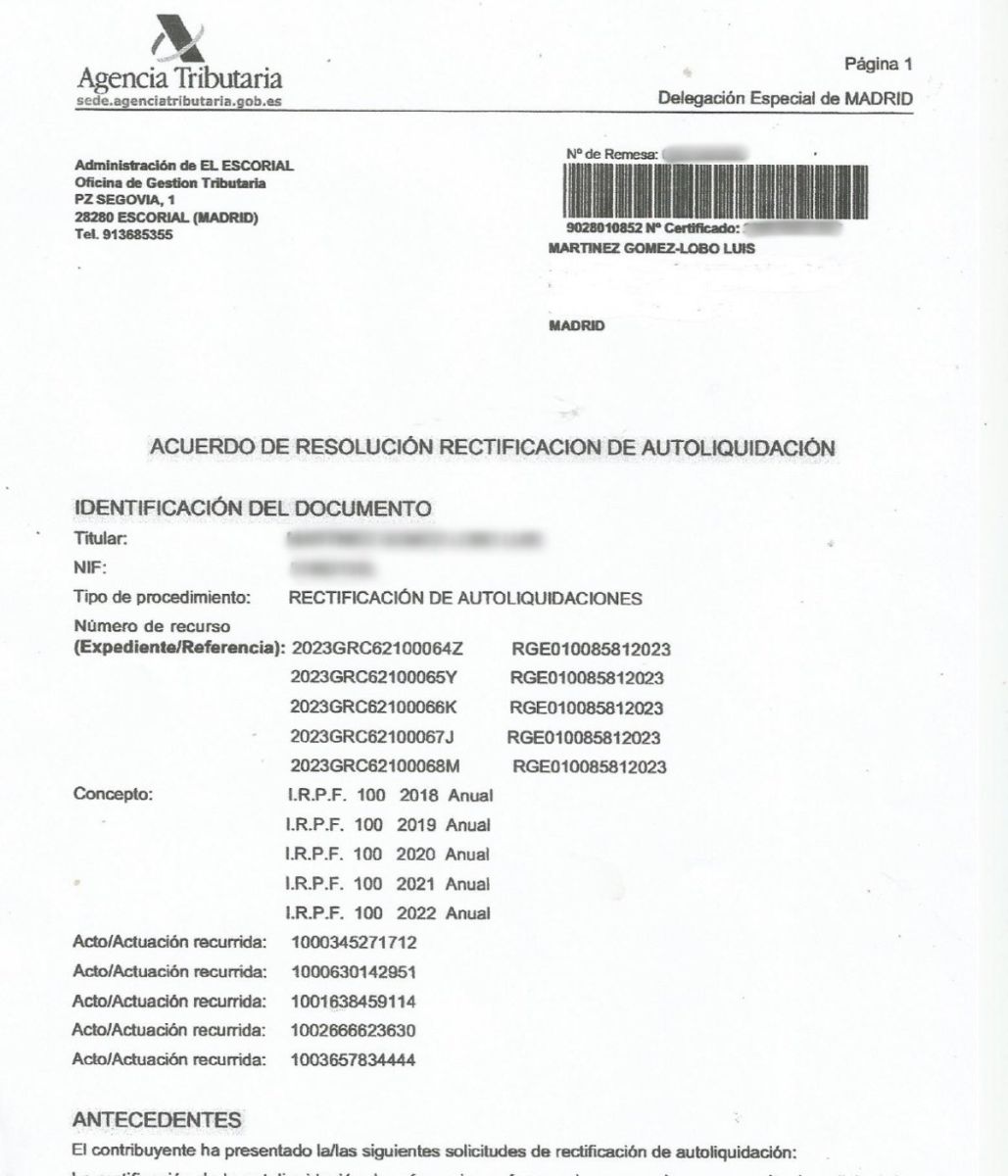 Respuesta Hacienda cobros indebidos mutualidades antiguas