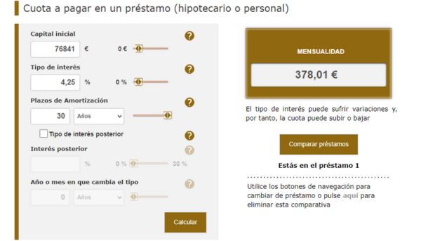 Importe de la hipoteca si cobras el salario mínimo