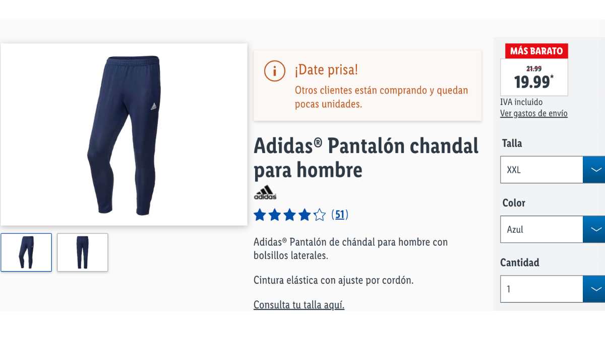 Pantalones Adidas rebajados de Lidl