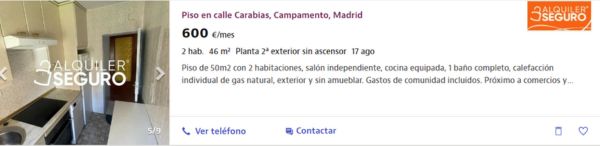Estudio en alquiler en Madrid por un precio de 600 euros al mes 