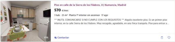 Piso en alquiler en Madrid por un precio de 570 euros al mes 