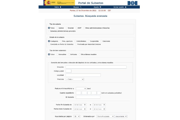 Portal de subastas del BOE