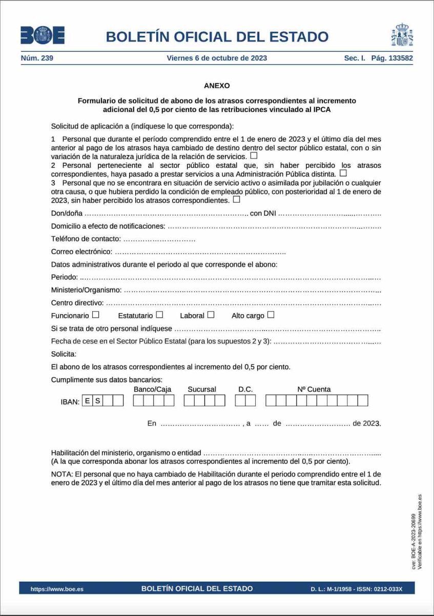 Formulario para solicitar el aumento de funcionarios