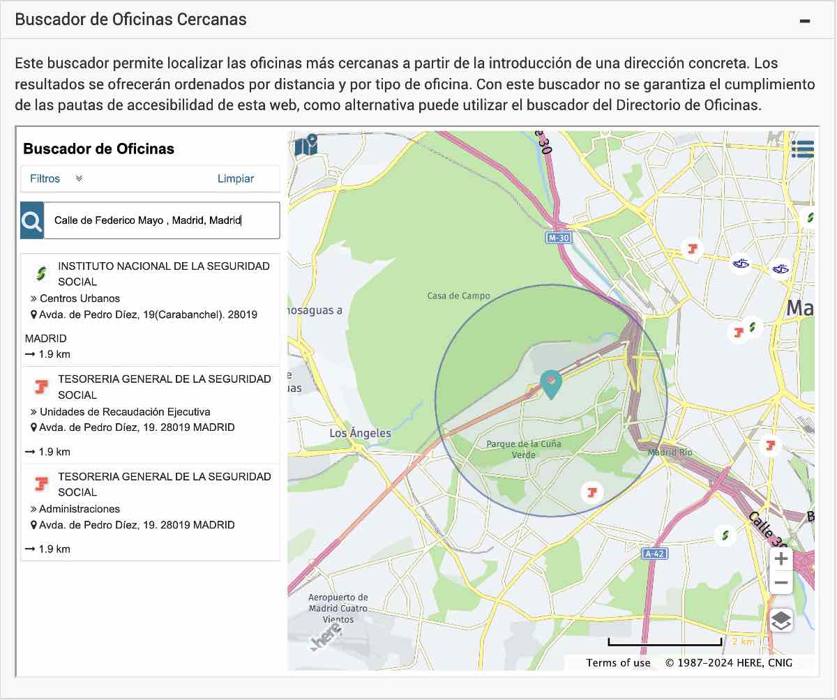 Mapa de oficinas de la Seguridad Social