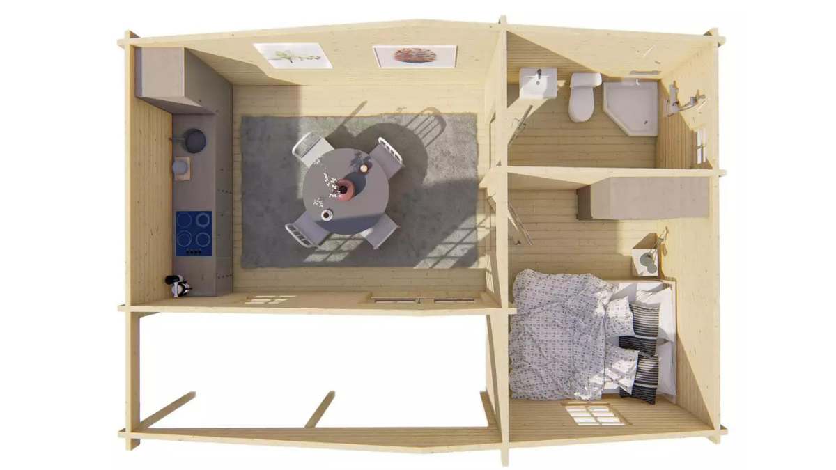 Interior de la casa prefabricada ollie de Hobycasa