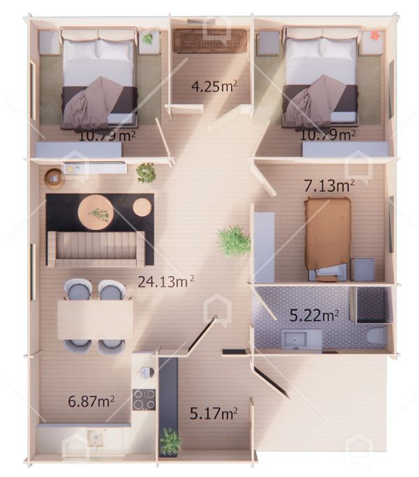 Distribución de la casa prefabricada Ebro