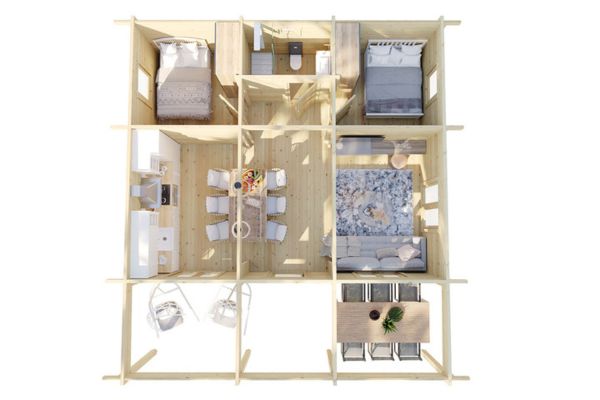 Distribución casa prefabricada Holiday R