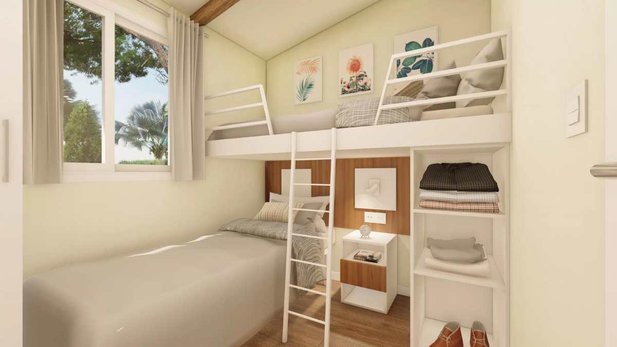 Dormitorio casa prefabricada ártico