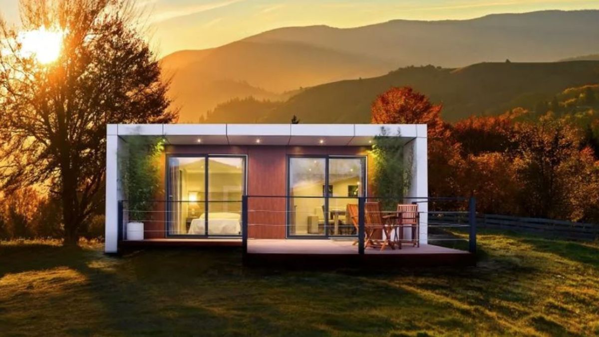 Fachada de una casa prefabricada 