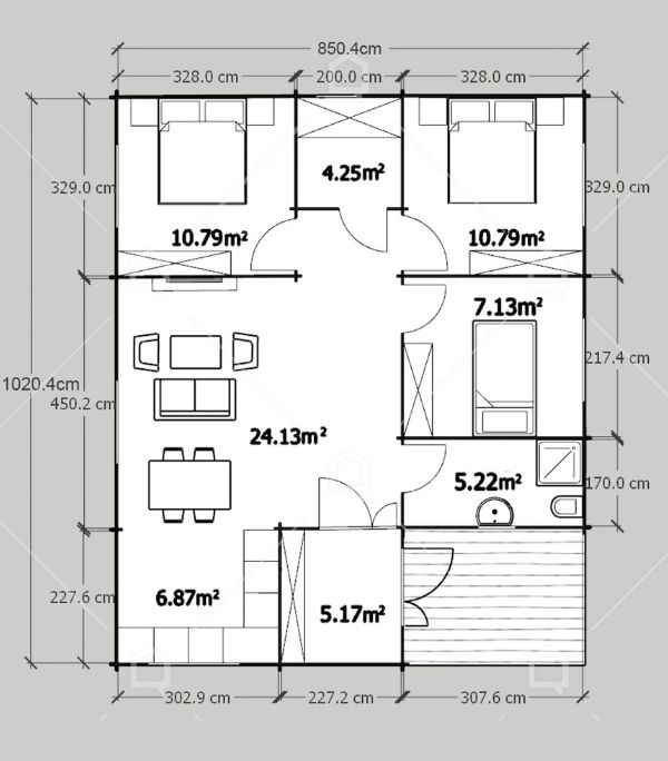 Plano de la casa prefabricada Ebro
