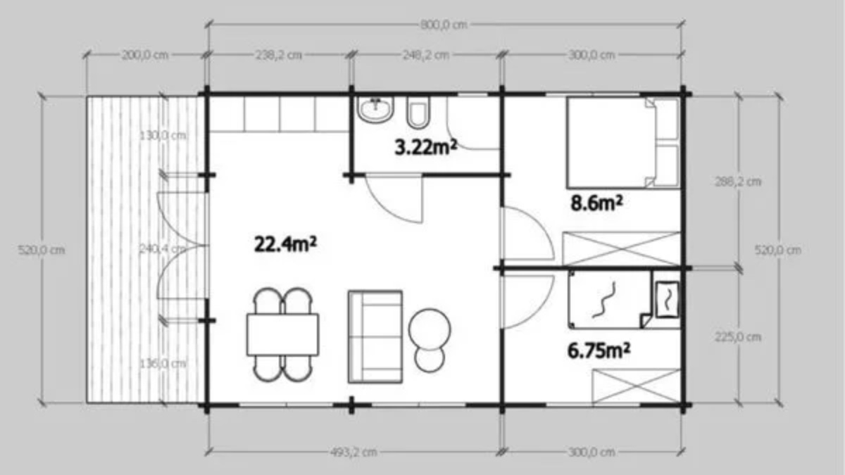 Plano de la vivienda prefabricada Fortuna, de Maestrocasas