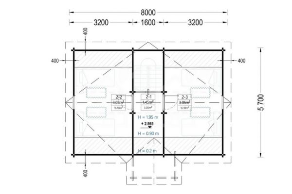 Plano de la primera planta Casa Prefabricada Emma 