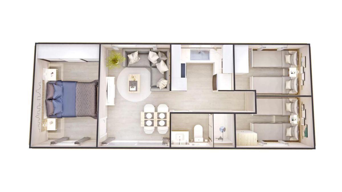 Planta casa prefabricada Ondara | Alucasa