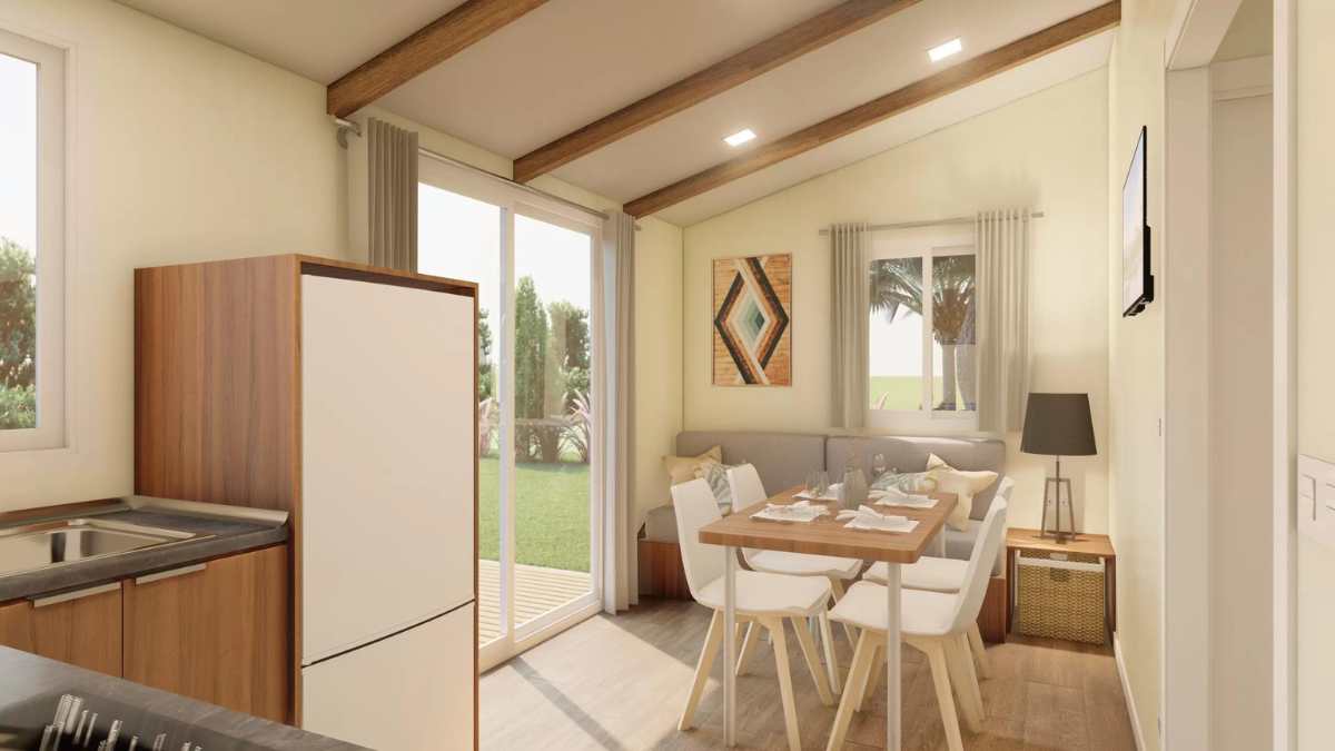 Salón casa prefabricada ártico