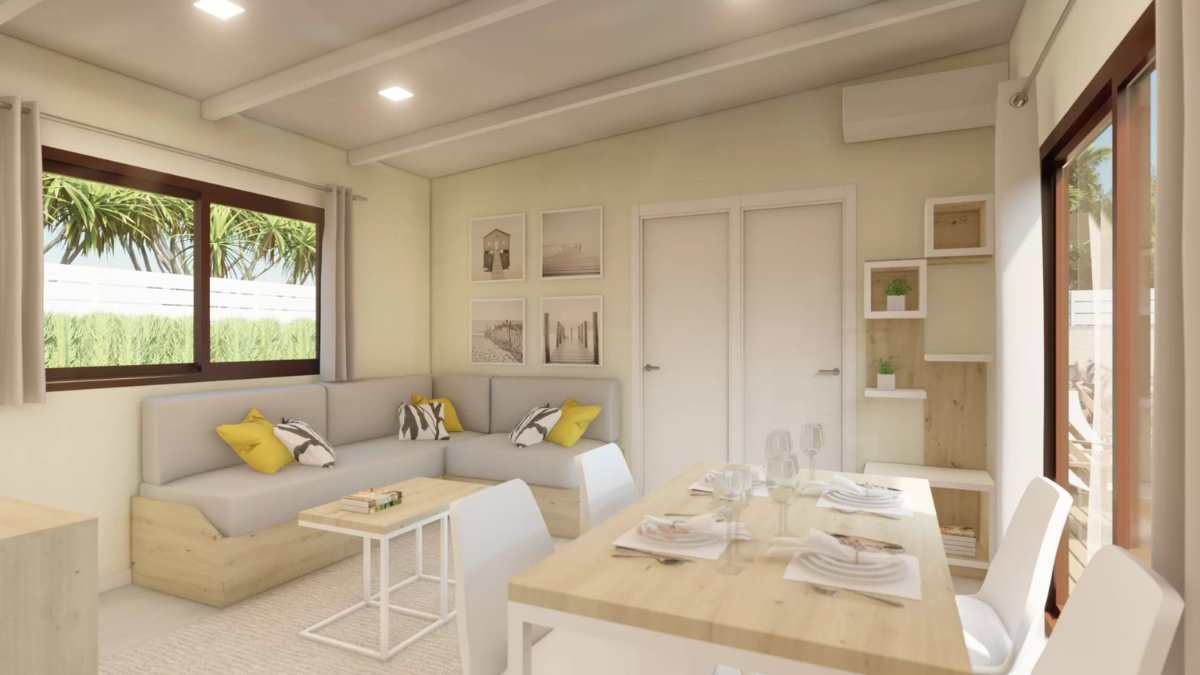Salón de la casa prefabricada